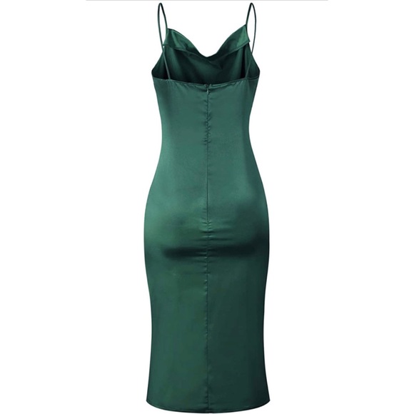 NEW green satin silk slip dress - small - Picture 4 of 4